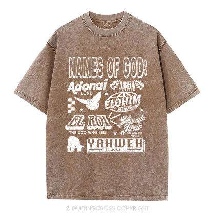 Names Of God Christian Washed T-Shirt