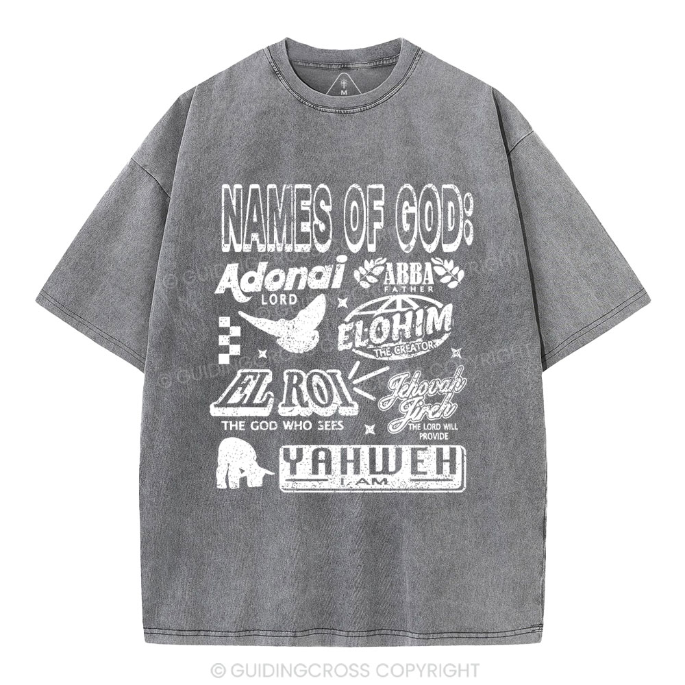 Names Of God Christian Washed T-Shirt