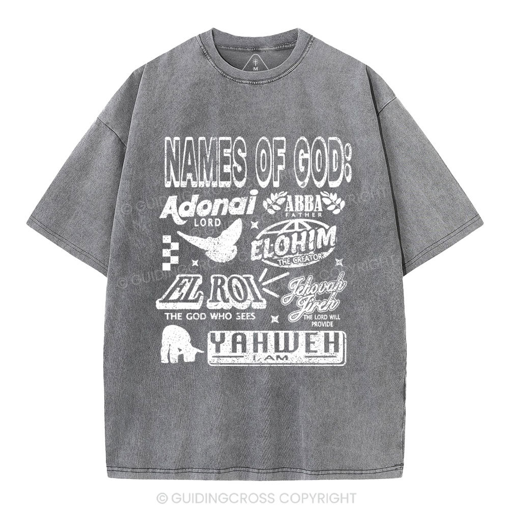 Names Of God Christian Washed T-Shirt