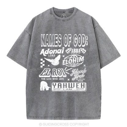 Names Of God Christian Washed T-Shirt