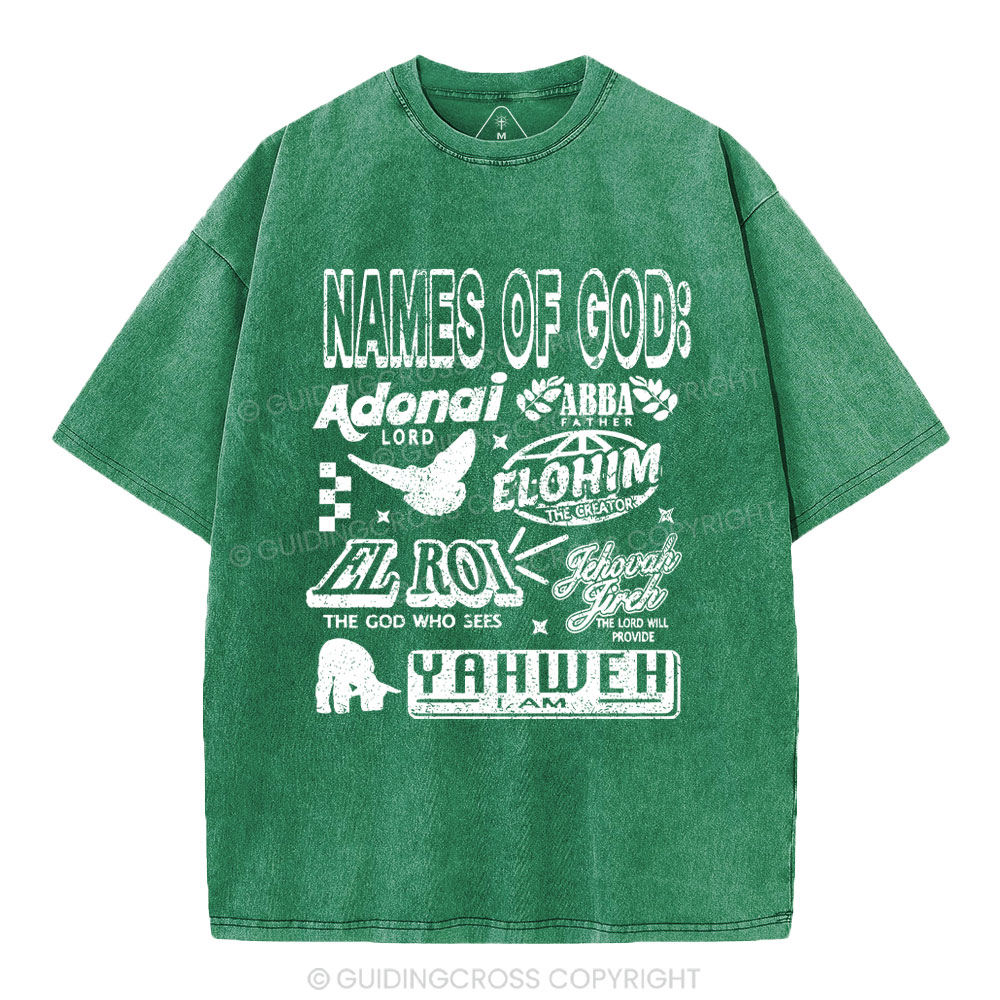 Names Of God Christian Washed T-Shirt