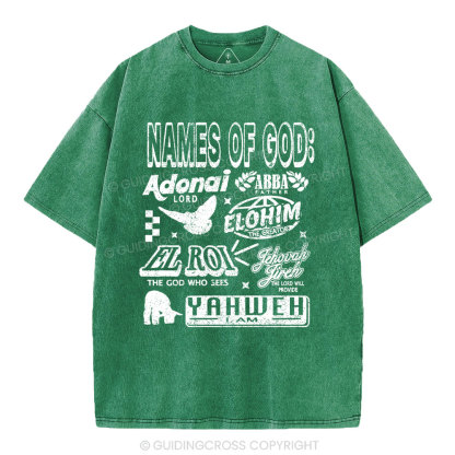 Names Of God Christian Washed T-Shirt