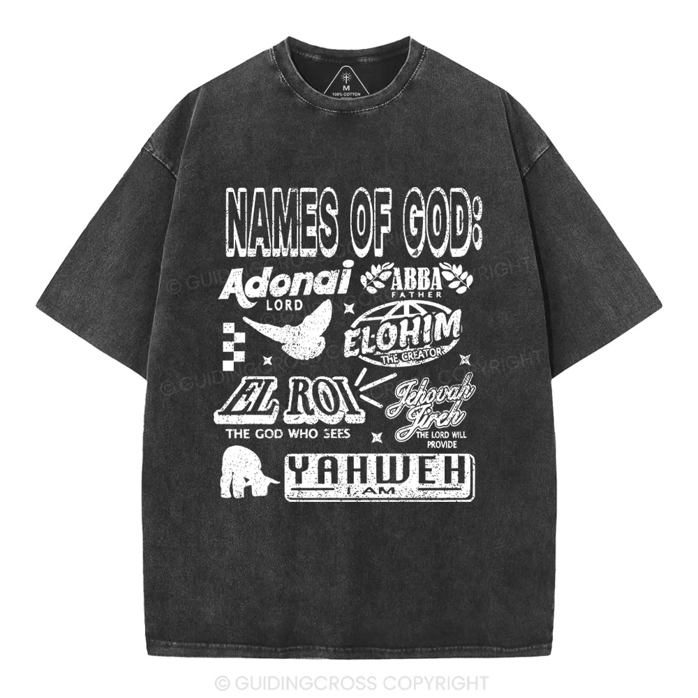 Names Of God Christian Washed T-Shirt