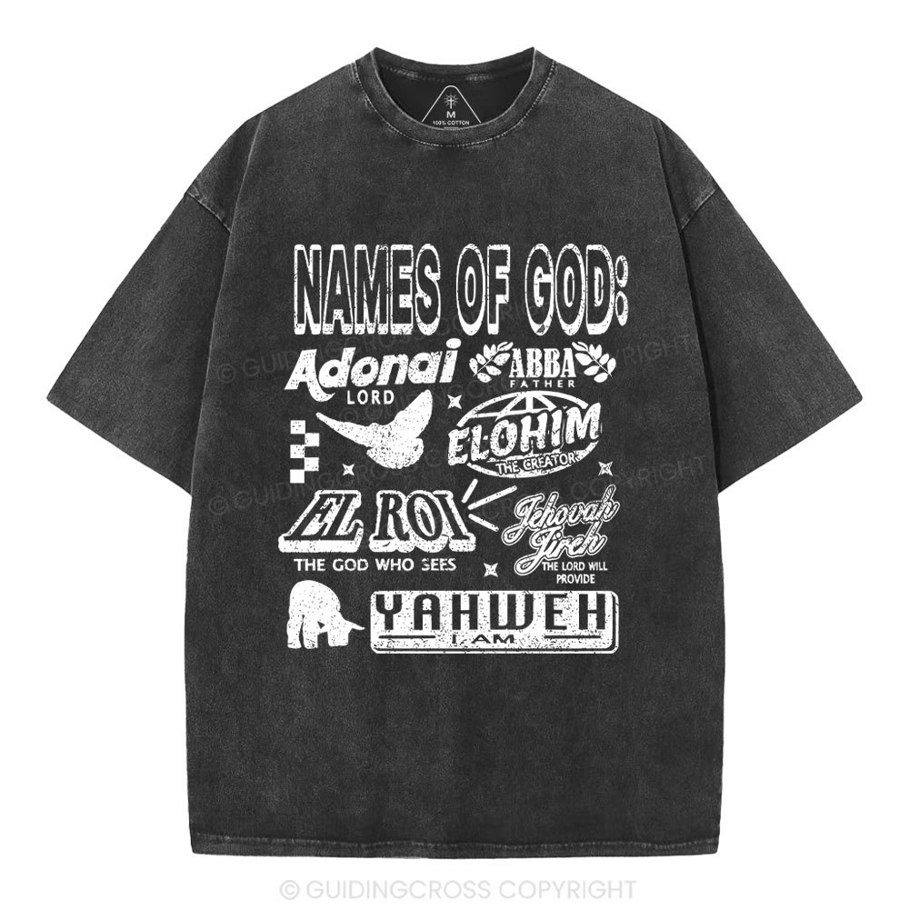 Names Of God Christian Washed T-Shirt