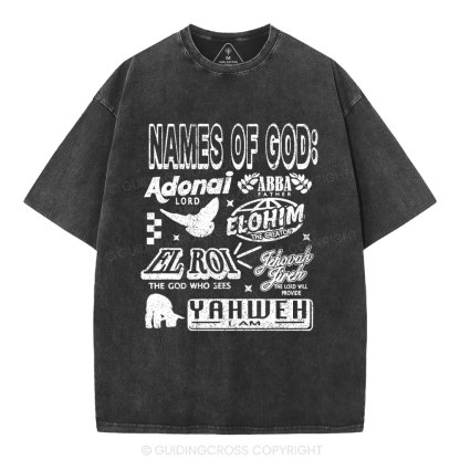 Names Of God Christian Washed T-Shirt