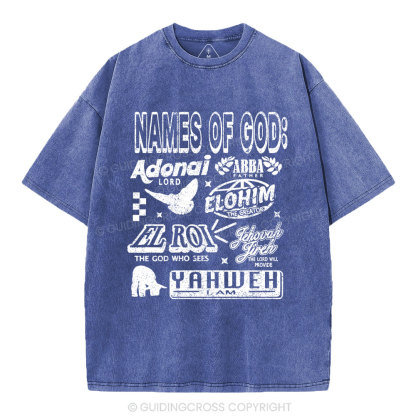 Names Of God Christian Washed T-Shirt
