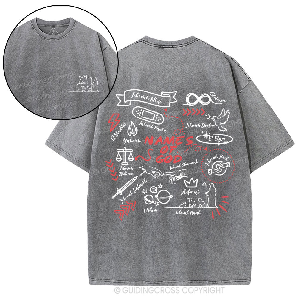 Names Of God Christian Washed T-Shirt