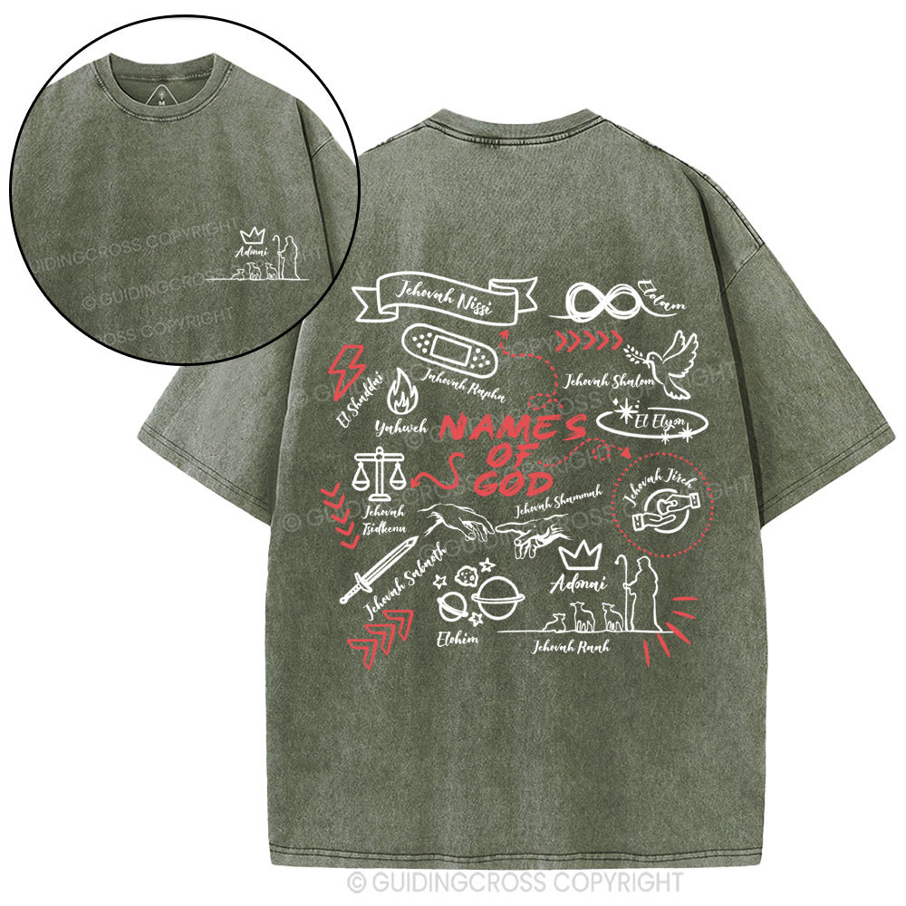 Names Of God Christian Washed T-Shirt