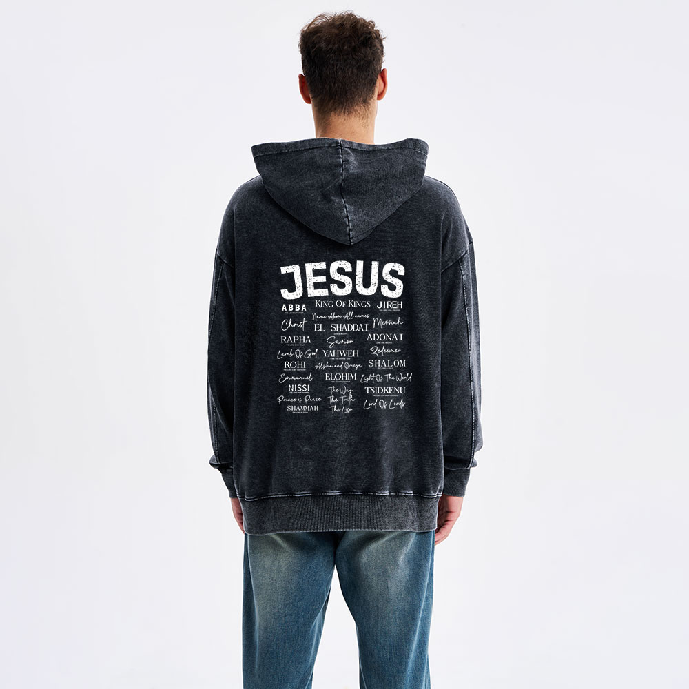 Names Of Jesus Christian Washed Hoodie