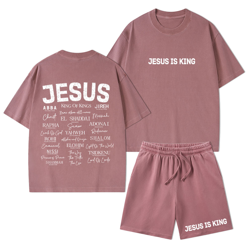 Names Of Jesus Christian Washed T-Shirt & Shorts 