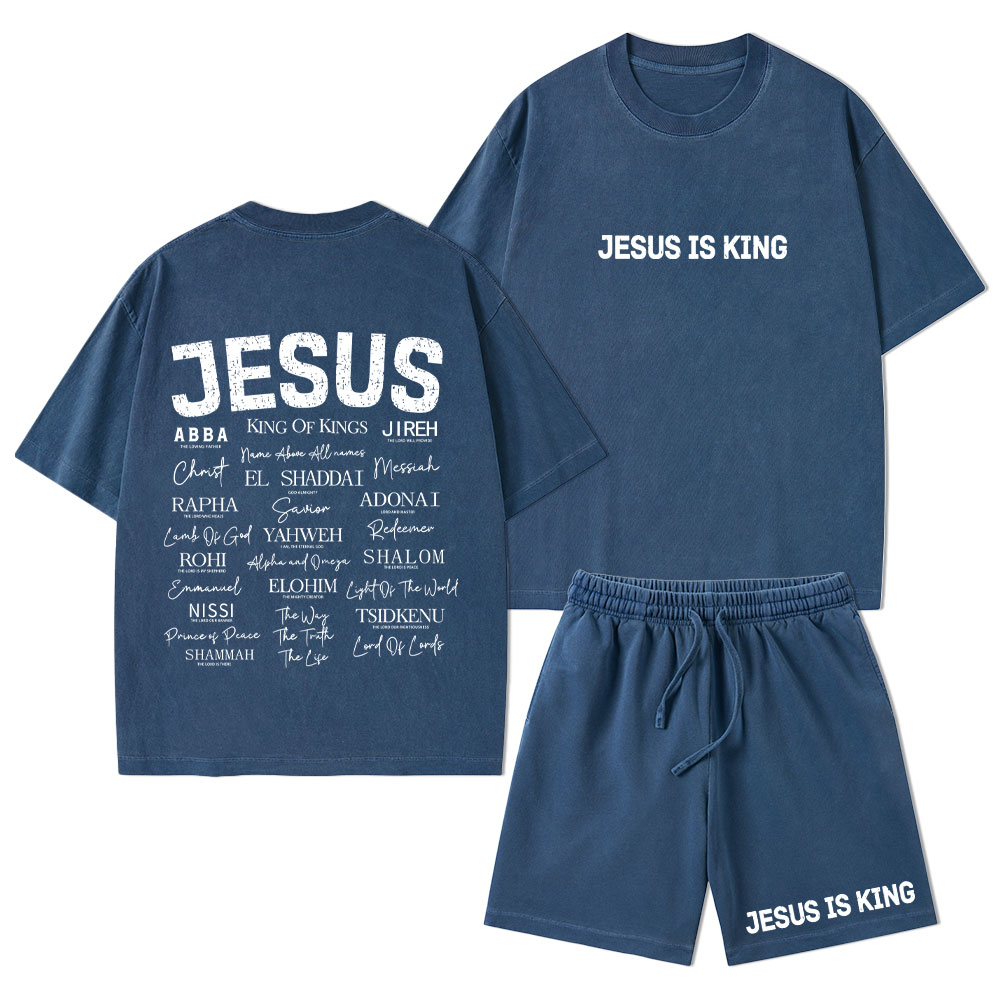 Names Of Jesus Christian Washed T-Shirt & Shorts 