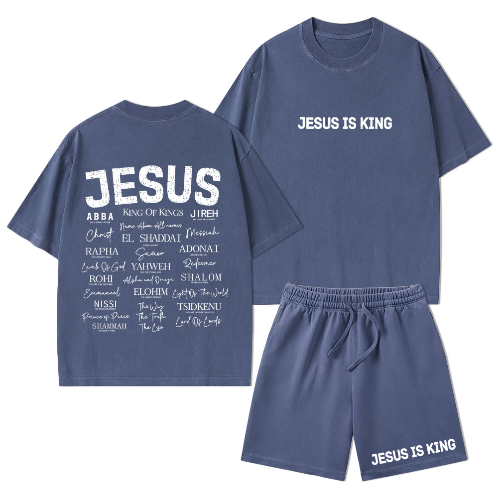 Names Of Jesus Christian Washed T-Shirt & Shorts 