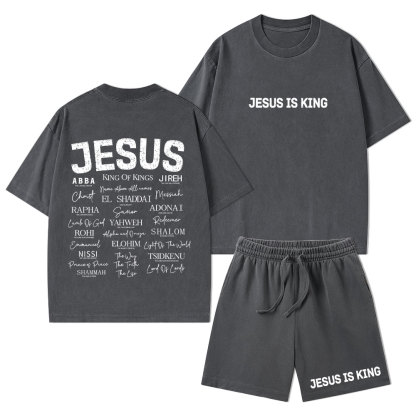 Names Of Jesus Christian Washed T-Shirt & Shorts 