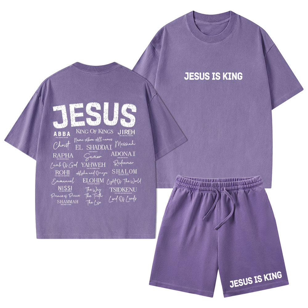 Names Of Jesus Christian Washed T-Shirt & Shorts 