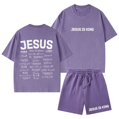 Names Of Jesus Christian Washed T-Shirt & Shorts 