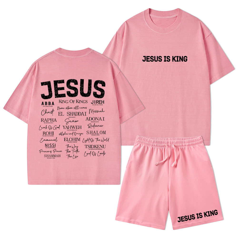 Names Of Jesus Christian Washed T-Shirt & Shorts 