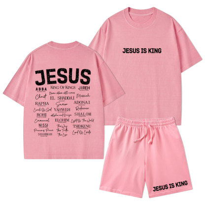 Names Of Jesus Christian Washed T-Shirt & Shorts 