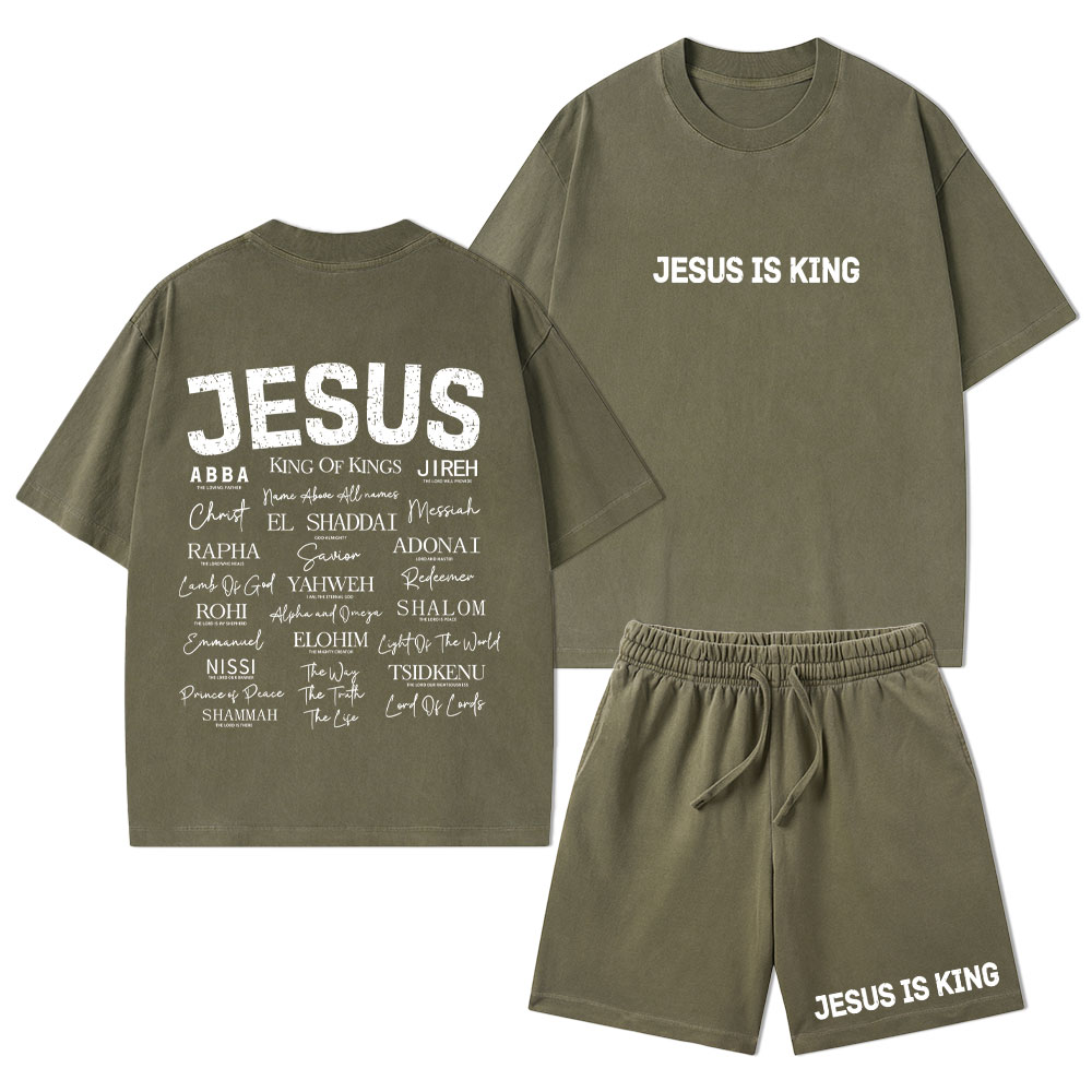 Names Of Jesus Christian Washed T-Shirt & Shorts 