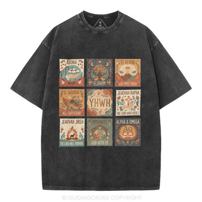 Names of God Christian Washed T-Shirt