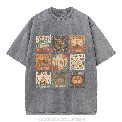 Names of God Christian Washed T-Shirt