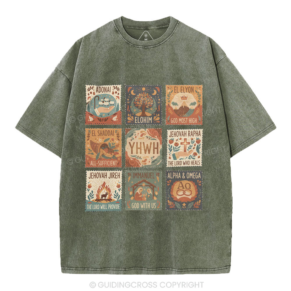 Names of God Christian Washed T-Shirt