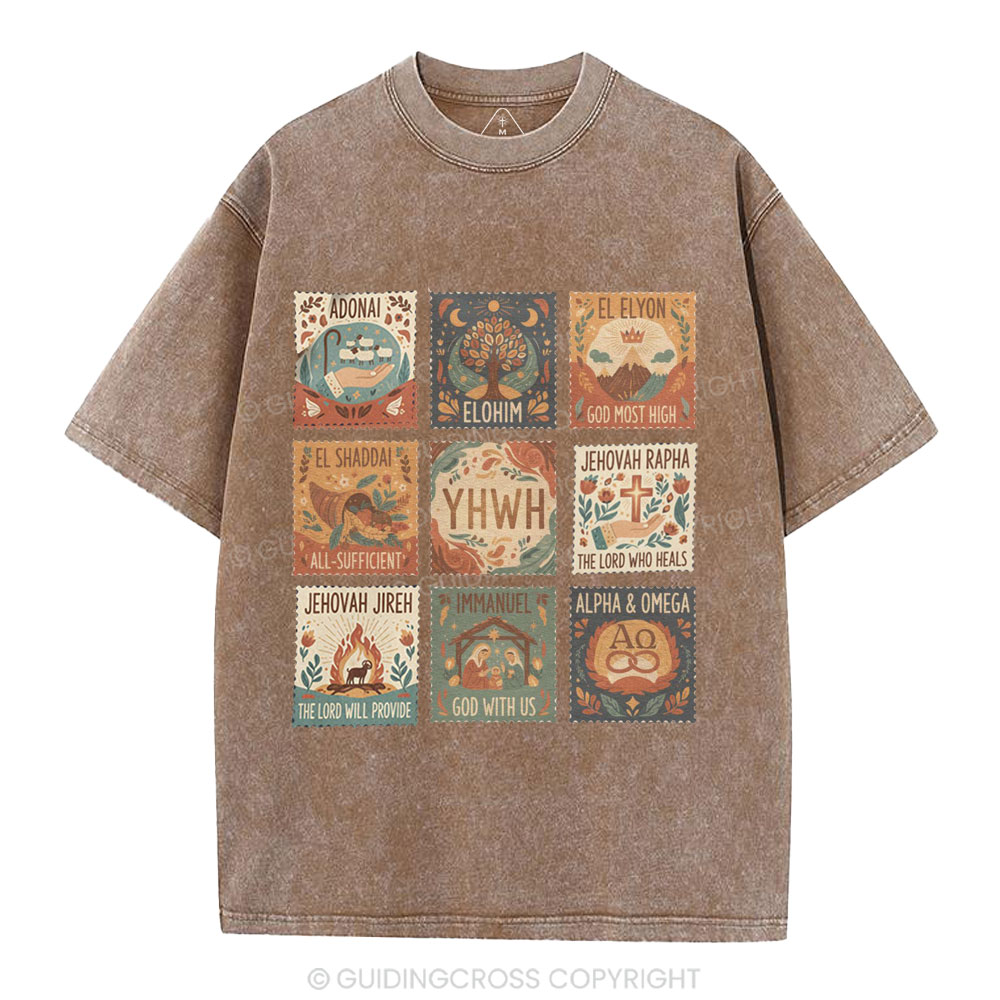 Names of God Christian Washed T-Shirt