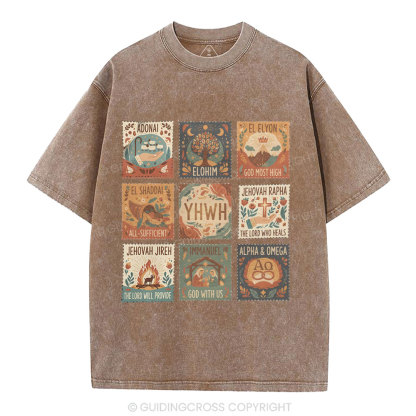Names of God Christian Washed T-Shirt