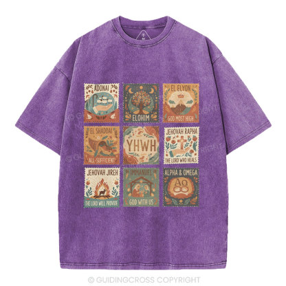 Names of God Christian Washed T-Shirt