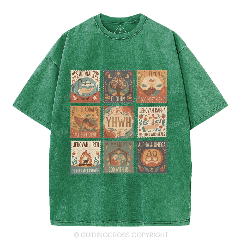 Names of God Christian Washed T-Shirt