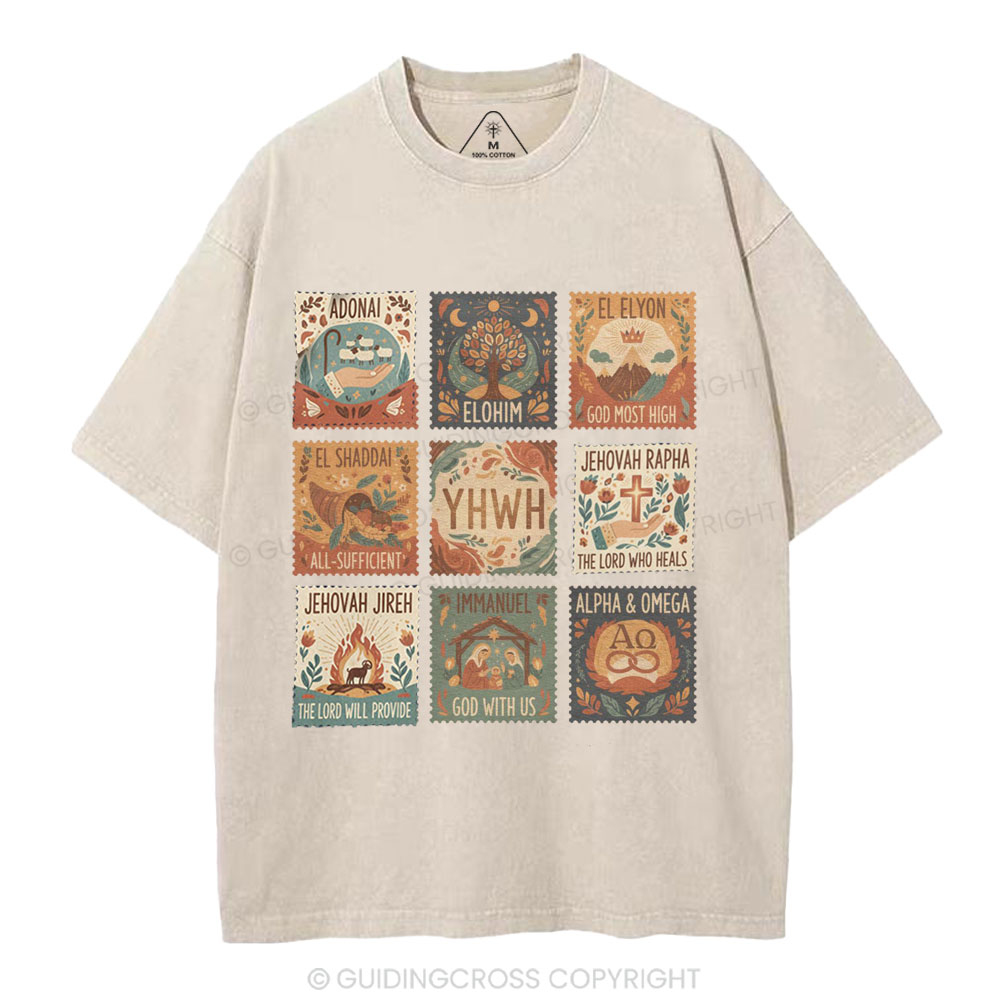 Names of God Christian Washed T-Shirt