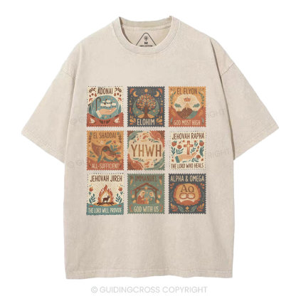 Names of God Christian Washed T-Shirt