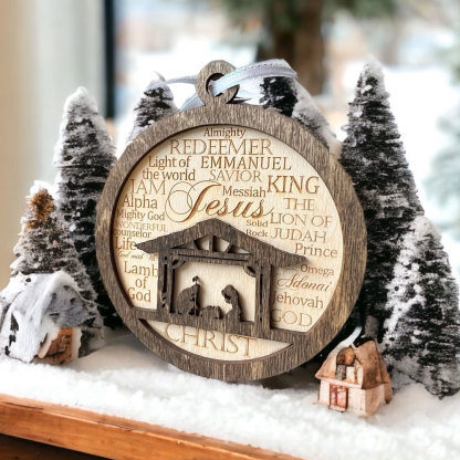 Nativity Christmas Ornament With Names Of God