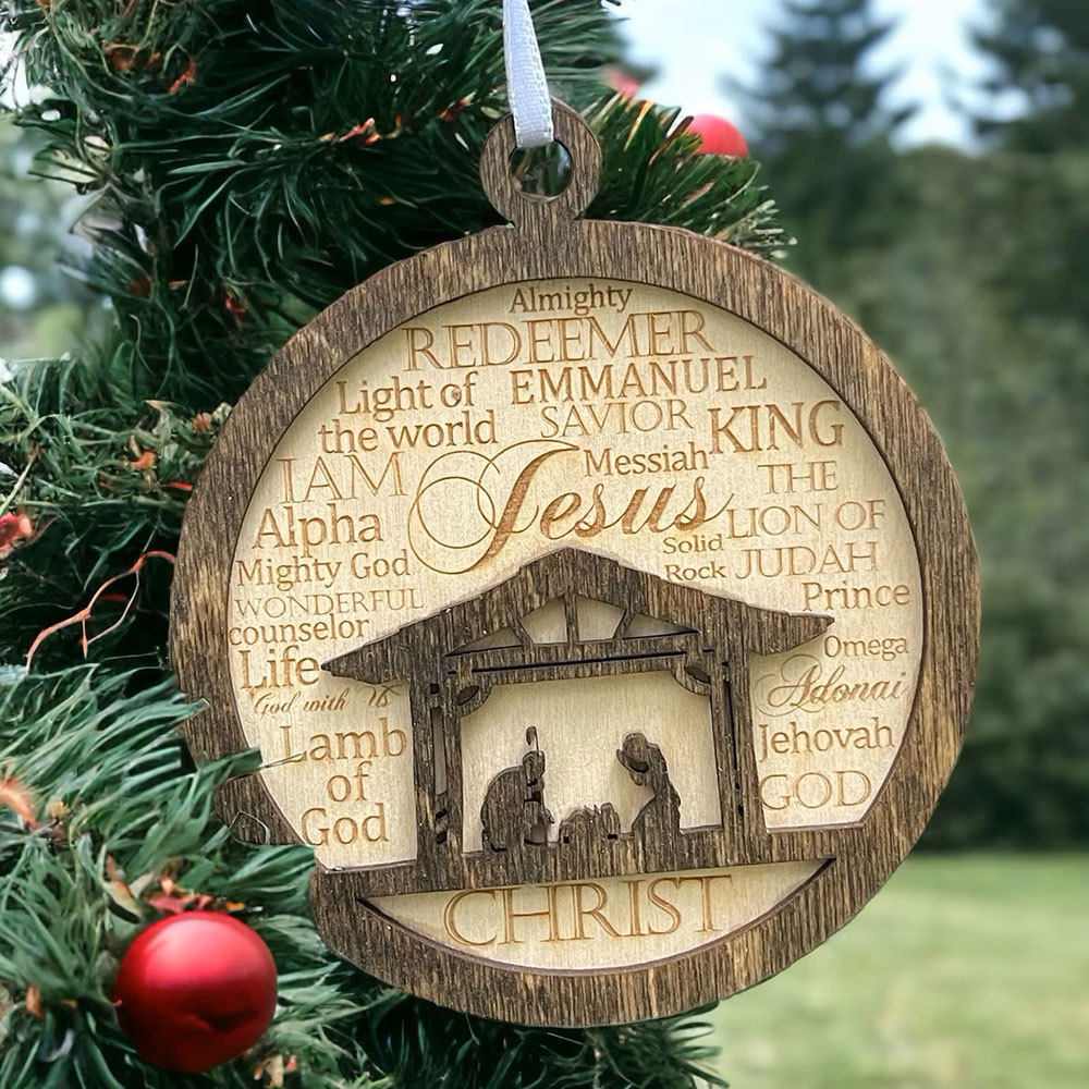 Nativity Christmas Ornament With Names Of God