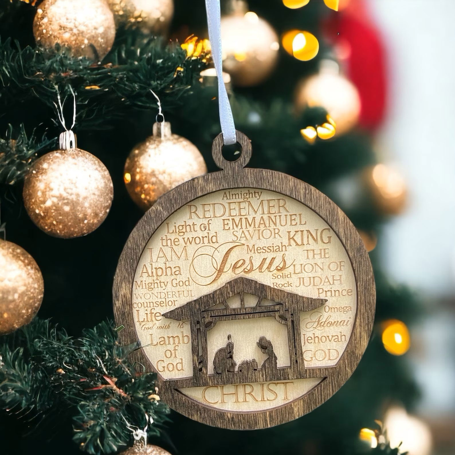 Nativity Christmas Ornament With Names Of God SaleGuidingCross