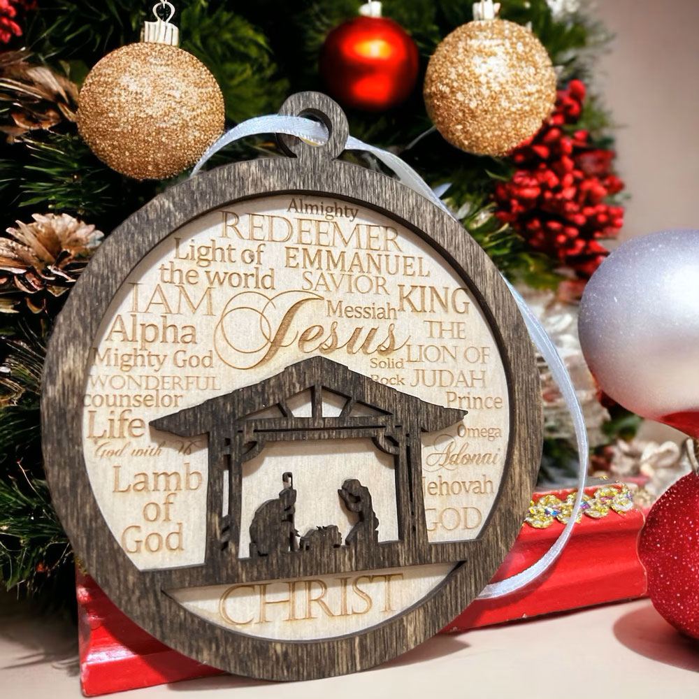 Nativity Christmas Ornament With Names Of God