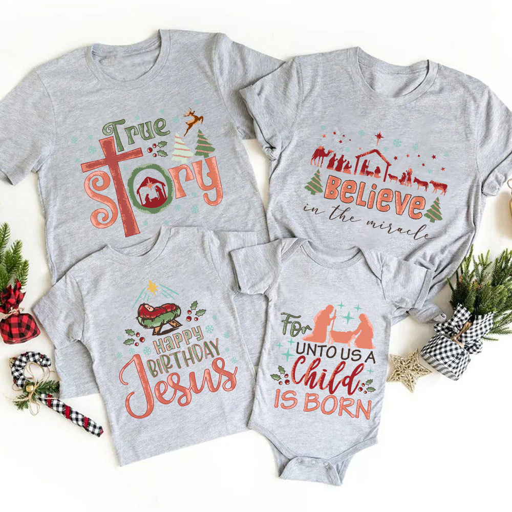 Nativity Family Matching Christian Christmas T-Shirt