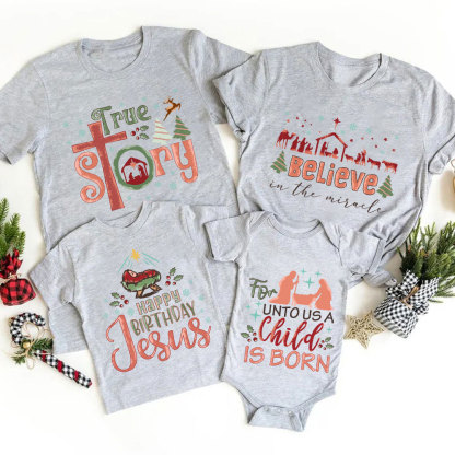Nativity Family Matching Christian Christmas T-Shirt