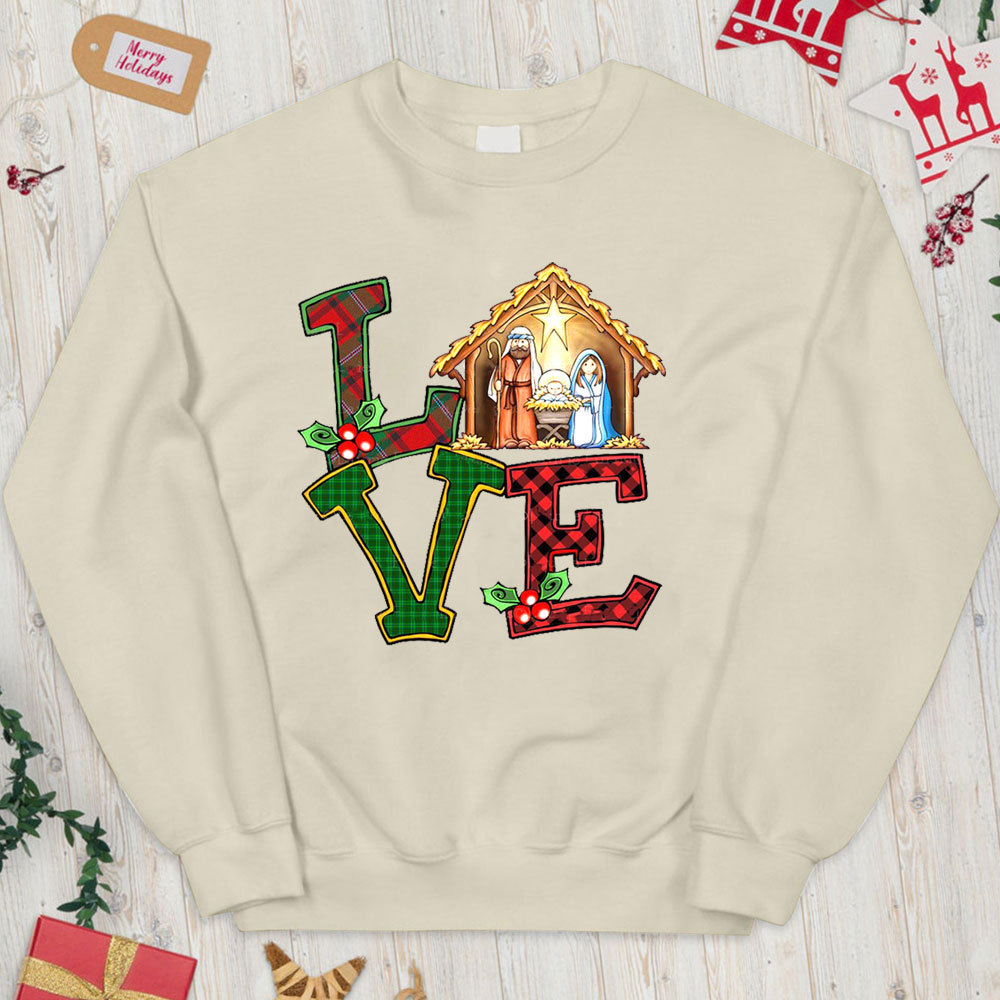 Nativity Love Christian Christmas Sweatshirt