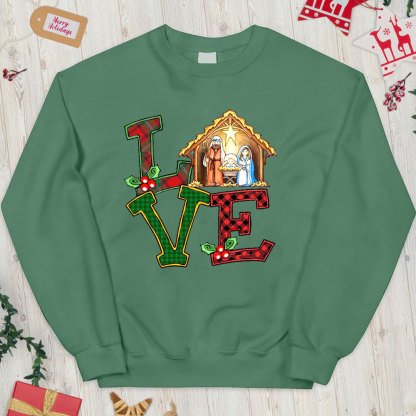 Nativity Love Christian Christmas Sweatshirt