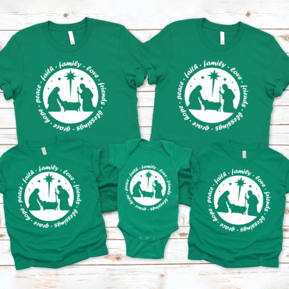 Nativity Scene Christian Family Matching Shirts