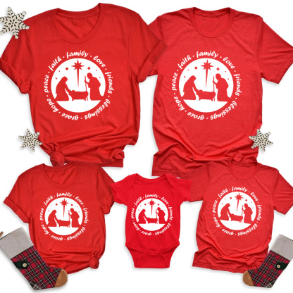 Nativity Scene Christian Family Matching Shirts