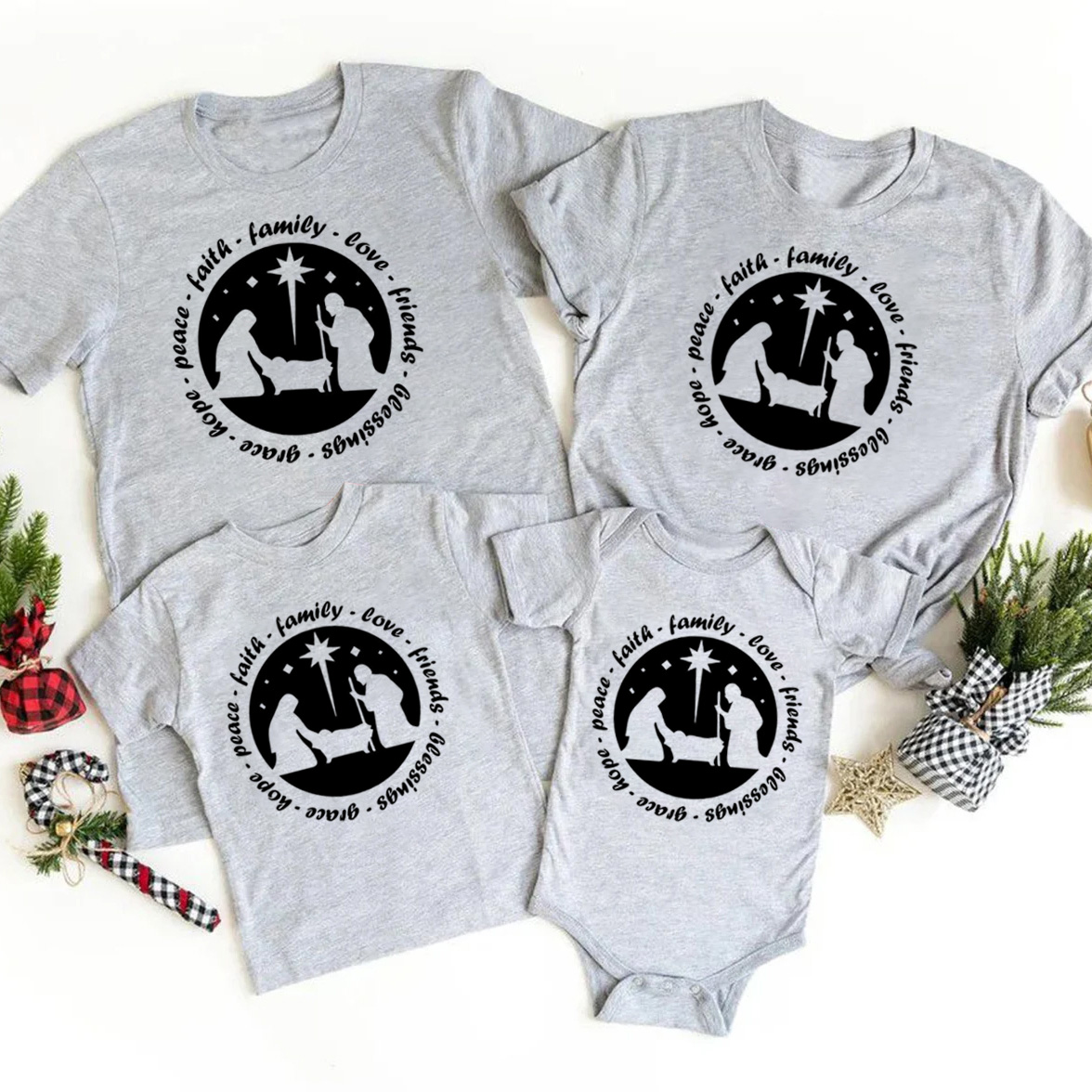 Nativity Scene Christian Family Matching Shirts