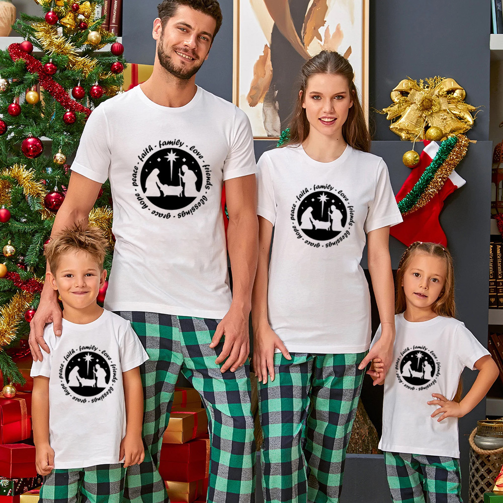 Nativity Scene Christian Family Matching Shirts
