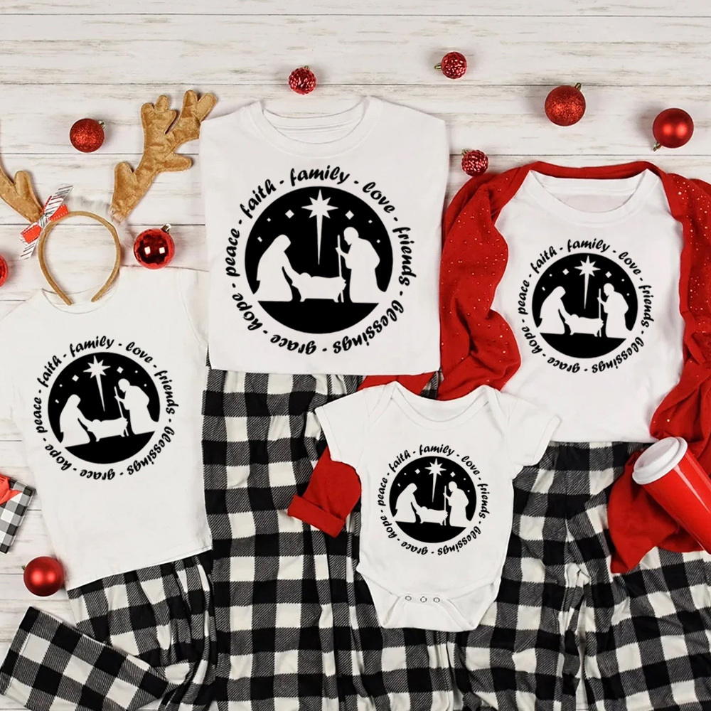 Nativity Scene Christian Family Matching Shirts
