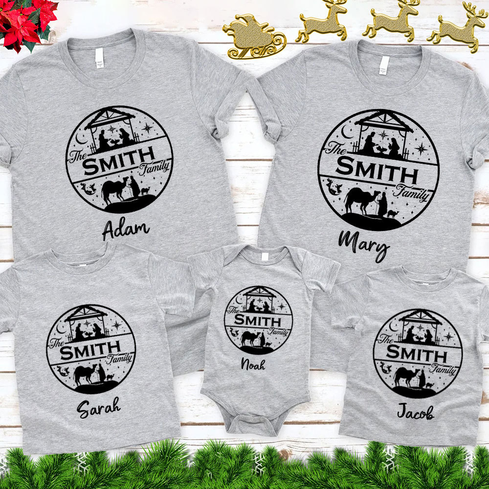 Nativity Scene Christmas Christian Family Matching Shirt