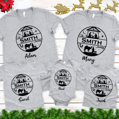 Nativity Scene Christmas Christian Family Matching Shirt