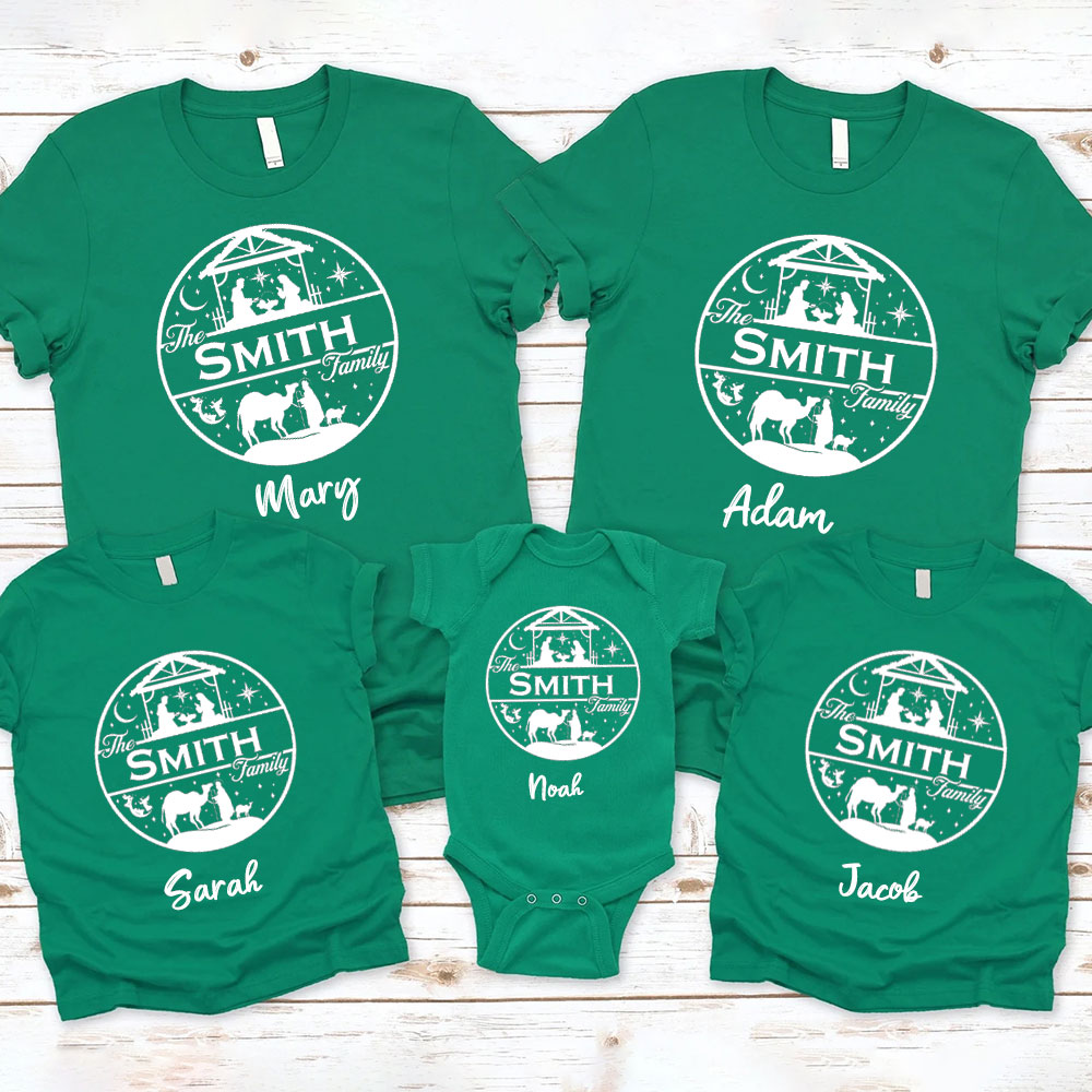 Nativity Scene Christmas Christian Family Matching Shirt