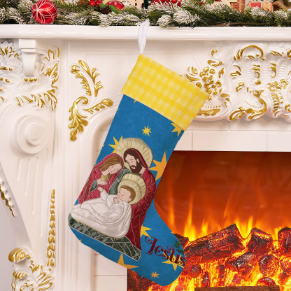 Nativity Under the Beautiful Starry Sky Christmas Christian Stockings