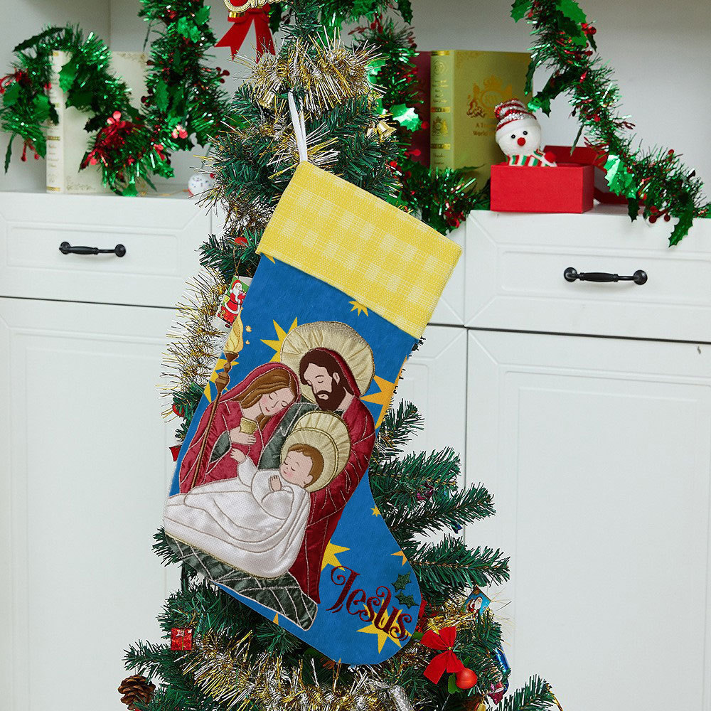 Nativity Under the Beautiful Starry Sky Christmas Christian Stockings