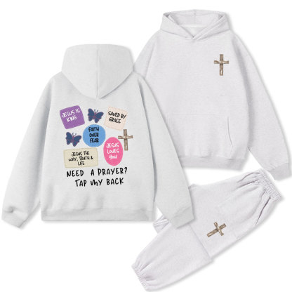 Need A Prayer Tap My Back Christian Premium Fleece Hoodie Set